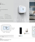 Lakepro-1 Smart Home Thermostat With Wi-Fi And Alexa Compatibility, shown with interface and app control on smartphone.