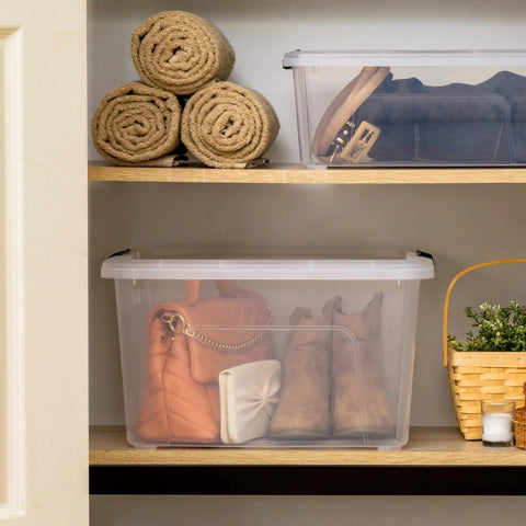 32 Qt BPA-Free Plastic Storage Bin With Lid, Stackable Tote For Pantry, Home, Closet And Office Organization, Airtight Clear Container