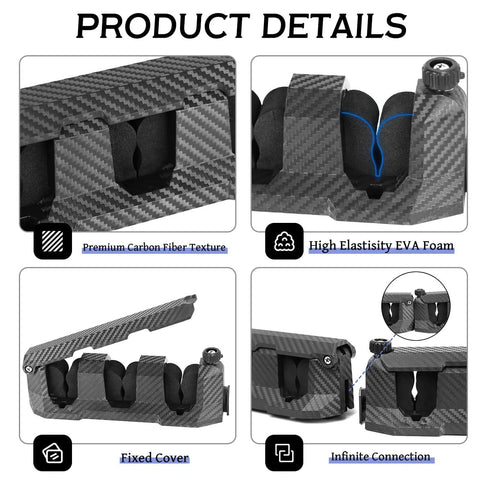 Details of 4 Pack Wall Mounted Fishing Rod Holders With EVA Foam For Garage Boat Wall Or Ceiling Storage, Carbon Fiber Texture