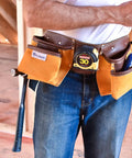 11 Pocket Suede Leather Heavy Duty Tool Belt Built Tough For Pros With Hammer Loops Measuring Tape Clip 4 Large Pouches