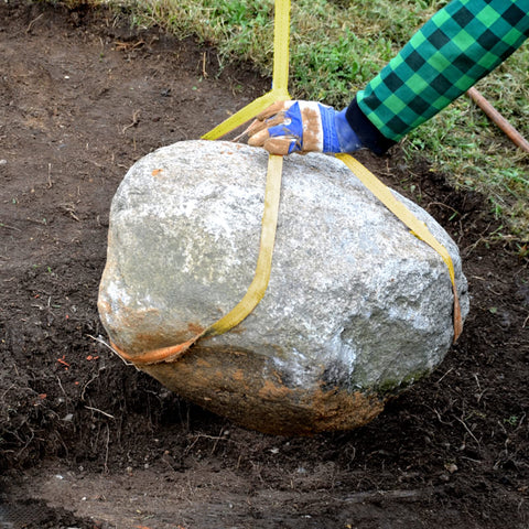 Lifting rock with 2 Pack 10 Foot Long Lifting Slings 2 Inch Wide Heavy Duty Nylon Web Slings With Flat Eye Ends For Hoist Tow Winch Truck Boat And ATV 10000 Pound Capacity Durable Nylon Low Stretch Abrasion Resistant