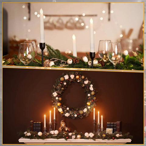 24 Pack Flameless Taper Candles With Remote And Timer, 11 Inch LED Battery Operated Candles used in elegant table and mantel decor