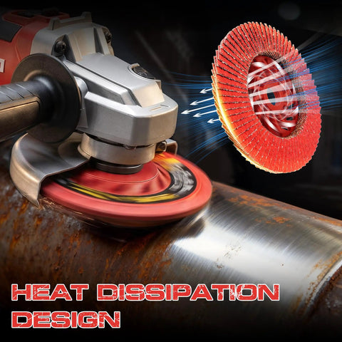 Ceramic Flap Discs 4-1/2 Inch For Angle Grinder 5/8-11 Thread 40 Grit Type 29 Heavy Duty Flap Sanding Disc in use for metal grind
