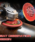 Ceramic Flap Discs For Angle Grinder Four And A Half Inch Diameter By Five Eighth Inch Eleven Thread Type Twenty Nine Tough As Nails Abrasive Grinding Wheel And Flap Sanding Disc For Stainless Steel And Metal Ten Pack in use on metal surface with angle grinder.