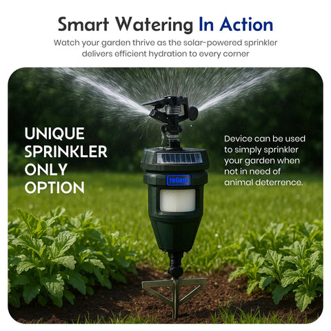 Motion Activated Yard Sprinkler System For Deer And Cat Deterrence Skunk Raccoon And Dog Repellent Outdoor Water Sprinkler in garden.