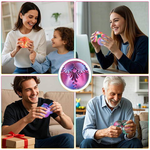 Dope Steampunk Gear Sphere Fidget Toy 2.5 Inch 3D Printed Stress Relief For Kids And Adults With Anti Slip Grip Ombre Purple Durable Desk Companion Gift For Christmas Stocking Stuffers