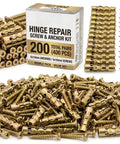 Hinge Repair Screw And Expansion Anchor Kit For Wood And Tile, 200 Piece Set with 6x14mm anchors and 4x16mm screws in box.