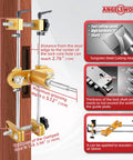 No Sweat Door Lock Installation Kit Featuring Hella Tough Tungsten Steel Cutters And Razor Sharp Chisel For Fast Mortising On Wooden Doors Includes Solid Jig And Three Precision Bits, detailed mortiser guide on wood.