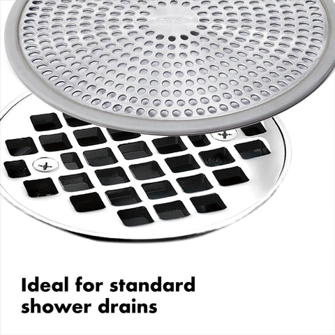 Shower Stall Drain Protector With Hair Catcher And Soft Silicone Rim, Stainless Steel Mesh Barrier Keeps Water Flowing, No Fuss Easy Install