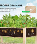 Elevated Wooden Raised Garden Bed On Wheels With Storage Shelf And Protective Liner Outdoor Planter Box Measures 46 By 24 By 32 Inches Ready To Roll showing plants.