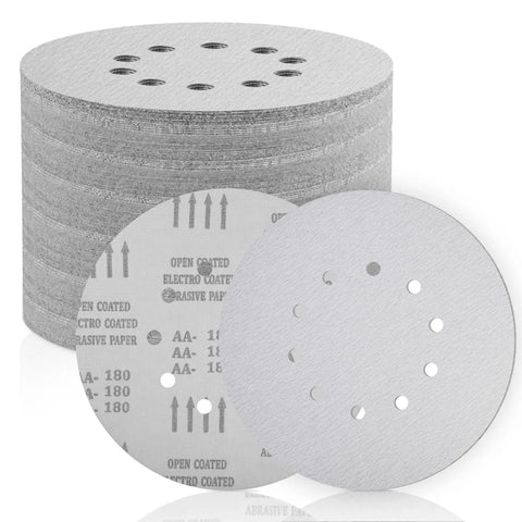 9 Inch 10 Hole White Sanding Discs For Drywall Sander With Quick Change Hook And Loop Backing 25 Pack Round Sandpaper Sheets
