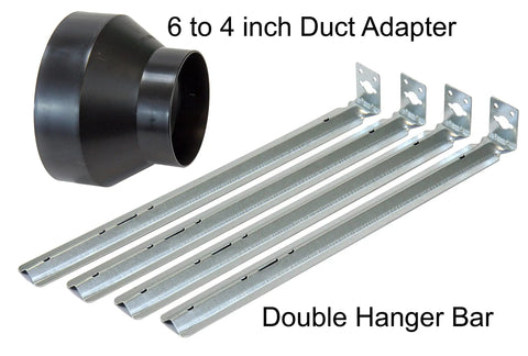 Whisper Quiet 120 CFM Bathroom Exhaust Fan With 0.3 Sone Noise 2700K LED Light ceiling duct adapter and hanger bars