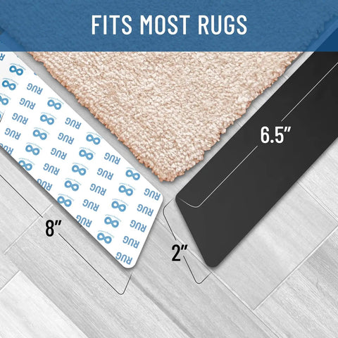 Anti Slip Rug Grips For Hardwood Floors No Damage Floor To Carpet Tape 12 Pack showing dimensions on tile floor