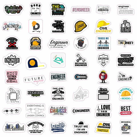 Engineering Stickers Pack For Water Bottles And Laptops Waterproof Vinyl Decals For Engineers Gift Ideas For Women And Men