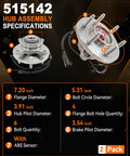 Front Wheel Bearing Hub Assembly 2 Pack 515142 Compatible With Ford Expedition 2011 2014 Ford F 150 2010 2014 Lincoln Navigator 2011 2014 6 Lugs With ABS, showing hub specifications and dimensions.