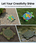 Turtle Shaped Stepping Stone Mold For Concrete Paths Reusable ABS Paver Mold With Realistic Shell Texture in various settings