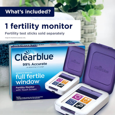 Fertility Monitor With Touch Screen For Ovulation Tracking And Fertile Day Detection Tracks Estrogen And LH Surges Helps Boost Your Baby Odds With Near One Hundred Percent Accuracy Test Sticks Sold Separately. box and monitor