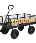 Heavy Duty 1000 Lbs Capacity Mesh Steel Garden Cart Pullable Wagon On Wheels Folding Utility Wagon With Removable Sides For Outdoor Yard Lawn Black Finish