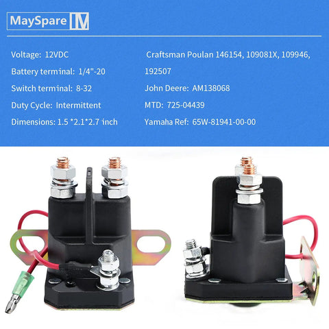 Starter Solenoid Relay Switch 12V 3 Terminals Intermittent Duty Replacement For Sportsman ATV UTV 250 300 335 400 500 600 700 Fits Sportsman Models And Replacement Numbers 4010930 4011335 3085521 3087196, front view