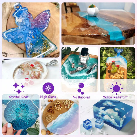 All In One 82 Oz Epoxy Resin Kit With 15 Pigments And 15 Mica Colors for crystal clear casting in art and jewelry making.