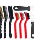 Eight-Piece Wire Brush Set With Heavy-Duty Scrapers And Brass, Nylon, And Stainless Steel Bristles