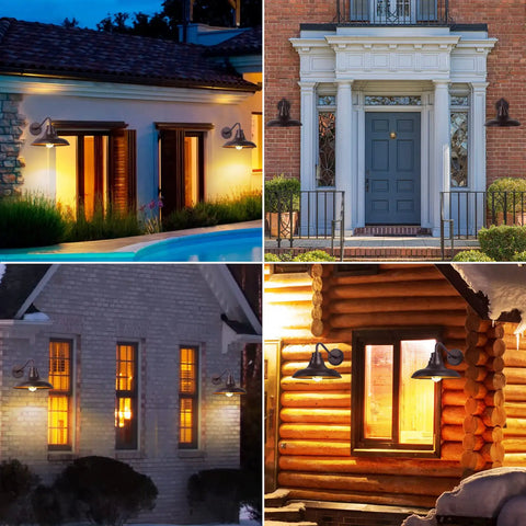 Outdoor Barn Light Fixture 2 Pack Gooseneck Wall Lanterns Oil Rubbed Bronze Farmhouse Porch Lighting for patio, garage, entryway