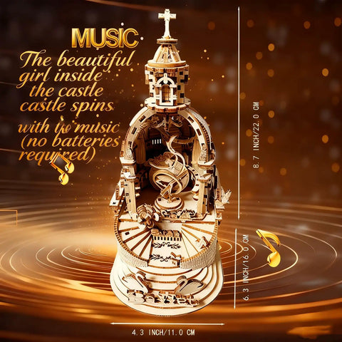 Hands On 3D Puzzle Kit For Adults And Teens Wood Music Box Mechanical Model Craft DIY Build Kit Made From Basswood Safe No Smell Easy To Assemble Great Gift For Men And Women Aged 14 Plus, 8.7" tall
