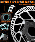 Feature design details of Center Lock Disc Brake Rotor 140mm 160mm 180mm 203mm Stainless Steel Beefed Up Ice Tech Heat Dissipation
