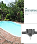 Self Priming Electric Drill Pump beside a swimming pool, demonstrating compact design for effective water transfer.