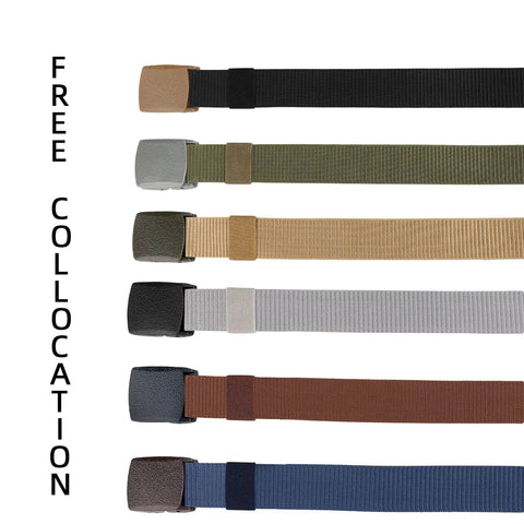 6 Pack Nylon Belts For Men And Women With Plastic Buckles, Metal Free Tactical Belts For Casual Wear in assorted colors