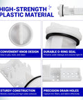 Washer Drain Pump Filter Replacement For GE Washing Machines showing durable O-ring seal and precision drain holes