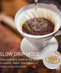 Your Go To 3L Hot Water Dispenser With Slow Drip Mode for Coffee showing slow-drip mode with coffee being brewed in a filter