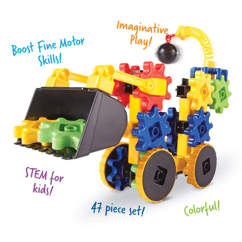 Gears Wrecker STEM Kit For Kids And Toddlers, 47 Piece Construction And Fine Motor Skills Set For Ages 4 And Up, colorful gears toy