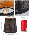 Crystal Chandelier Shade Set Clip On Mini Lamp Shade Black Textured Cloth With Flame Retardant PVC Lining Modern Laser Engraved Design Fits Droplight Wall Lamps And Candle Chandeliers 6 Pack, showing size comparison with a soda can.