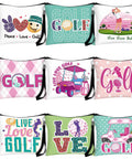 9 Piece Golf Gift Cosmetic Bags Set For Women, colorful makeup pouches with golf themed prints, toiletry organizers set