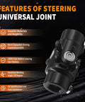 3/4 Inch Double D Steering Universal Joint Black Steel Shaft 83mm Length Single U Joint Direct Replacement features list