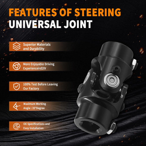 3/4 Inch Double D Steering Universal Joint Black Steel Shaft 83mm Length Single U Joint Direct Replacement features list