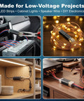 60 Pcs Quick Disconnect Wire Connectors Kit With 50 Two Pin And 10 Three Pin Plug In Connectors And Locking Buckle For LED Strip Lights Auto And Marine Projects Includes Transparent Storage Box, used in LED and audio wiring.