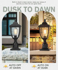 Outdoor Post Lights Dusk To Dawn Exterior Lamp Post Light Fixture with Pier Mount Base Black Cast Aluminum Water Glass Lantern