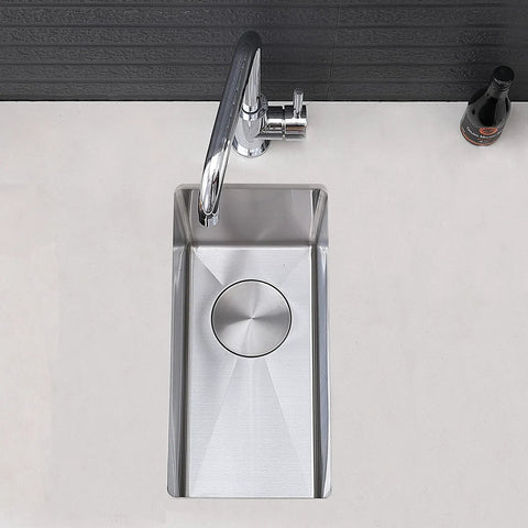 Undermount Bar Sink For RV And Outdoor Kitchen, 10 By 18 Inch, 16 Gauge Stainless Steel Single Bowl, Corrosion Resistant, Includes Drain Assembly And Decorative Cap, Perfect For Wet Bar And Yard Prep