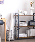 Heavy Duty Top Tier Industrial Bookshelf Featuring Solid Wood Planks And Sleek Matte Black Steel Frame For Living Room Decor Zero Hassle Quick Snap Assembly in modern interior setting