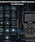 OBD2 Scanner Diagnostic Tool With 35901 DTC Lookup, handheld device displaying diagnostic features on screen