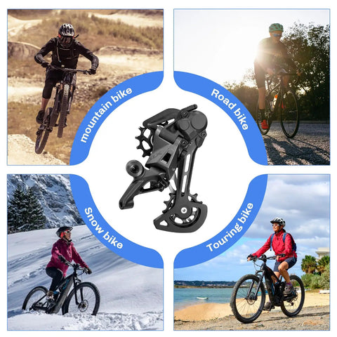 Trail Ready 12 Speed Mountain Rear Derailleur M7100 SGS with 13T Pulley Kit between biking scenarios