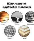 Image showing materials applicable for SA-1 Double Cut Cylindrical End Head Rotary Burr Set: copper, cast iron, stainless steel, plastic, wood.