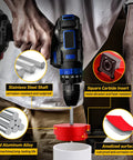 PVC Fitting Saver With 3 Inch Aluminum Head, Pro Grade Pipe Reamer And Socket Saver reaming PVC pipe, drill attached.