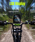 LCD display and handlebars of Powerful 1500W Peak Fat Tire Electric Mountain Bike For Adults All Terrain 20 Inch Wheels