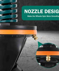 Close-up of spring shock and nozzle design on 2 Pack Six Inch Gate Wheel With Brake Built Tough Heavy Duty Fence Wheel 360 Degree Swivel.