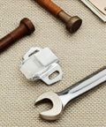 Sturdy Roller Catch Assembly For Cabinets And Closets, Drawers And More Multipurpose Uses, Silver Iron Finish, displayed with tools