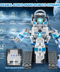 6 In 1 STEM Robot Building Kit with 780 Pieces showing space robot toy with poseable joints and remote control features