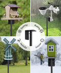 Heavy Duty Outdoor Bird Feeder Pole Kit With 60 Inch Ground Mount, 5 Prong Base, Adjustable Feeding Stand with weather station